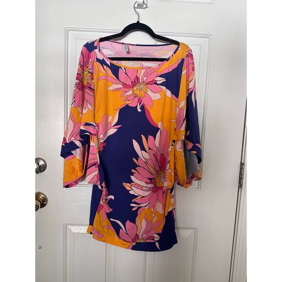 Trina Turk Coverup Dress BreezeSwim Tunic Multi Women's Size M Beach Resort - Picture 2 of 5